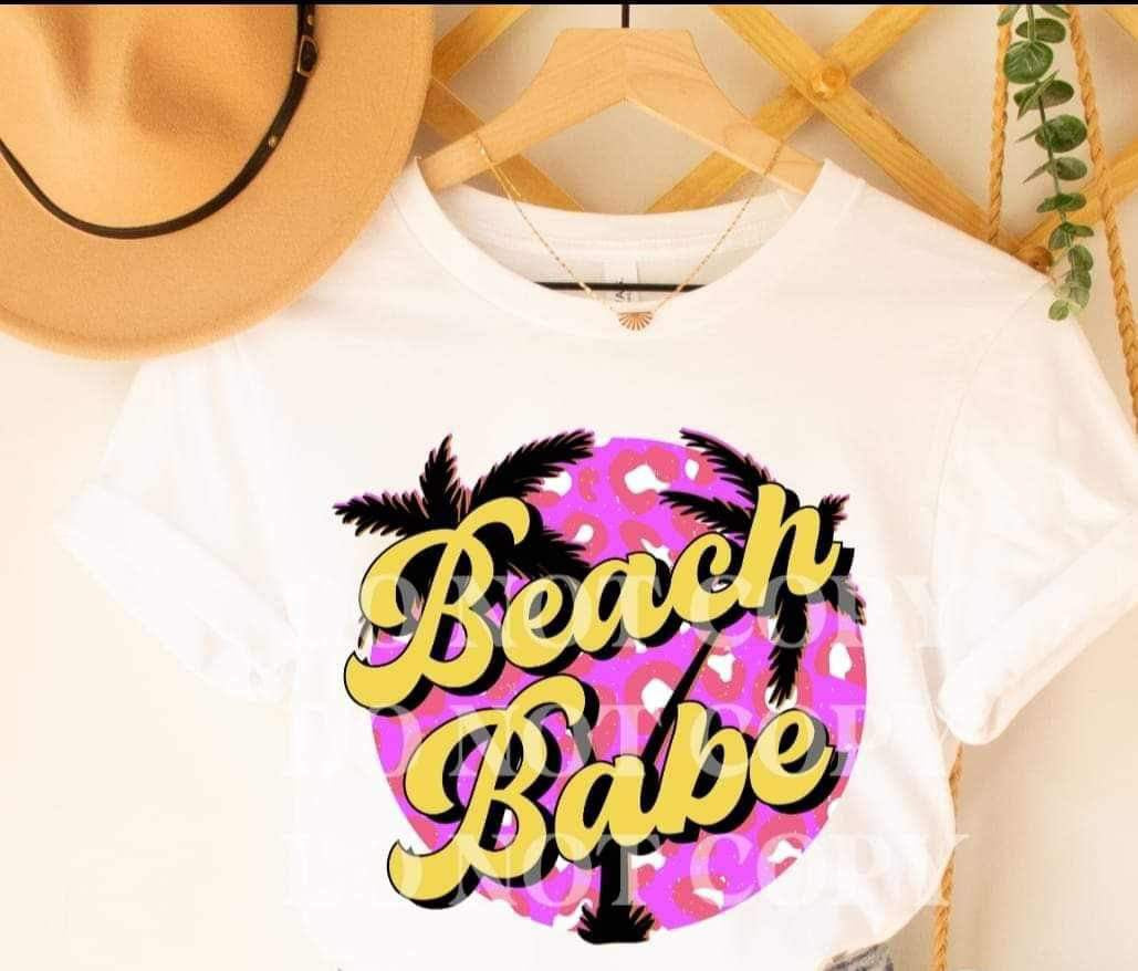 Beach babe pink circle 23971 DTF transfer