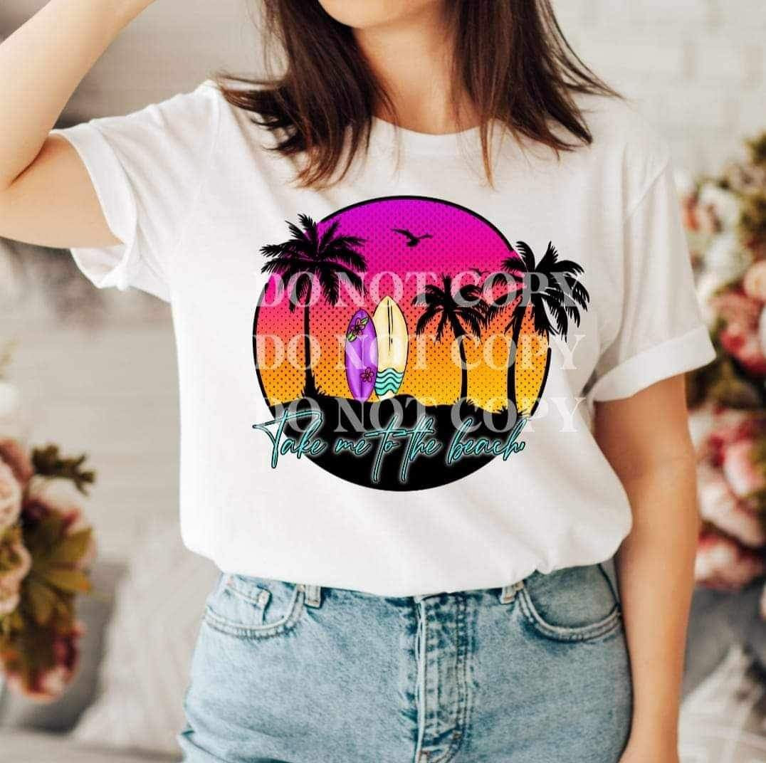 Take me to the beach circle 23966 DTF transfer