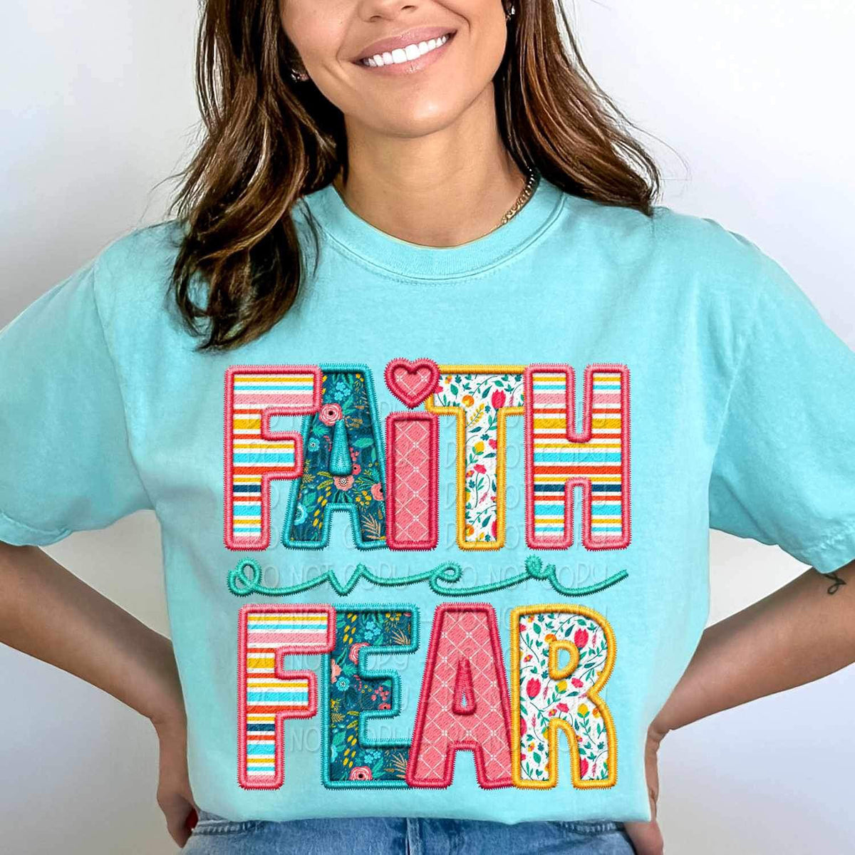 Faith over fear spring pattern 23974 DTF transfer