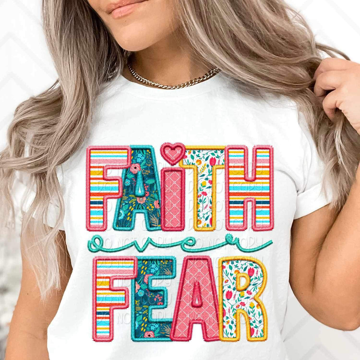 Faith over fear spring pattern 23974 DTF transfer