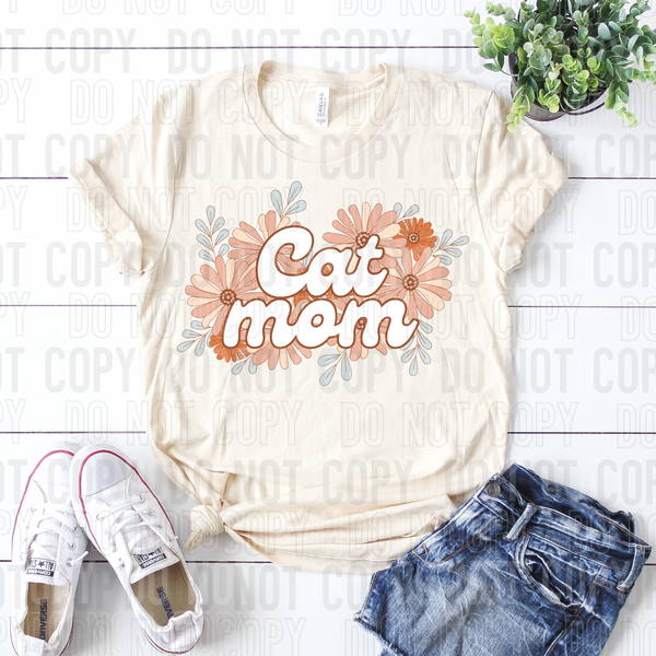 Cat mom orange flowers (SBB) 33046 DTF transfer