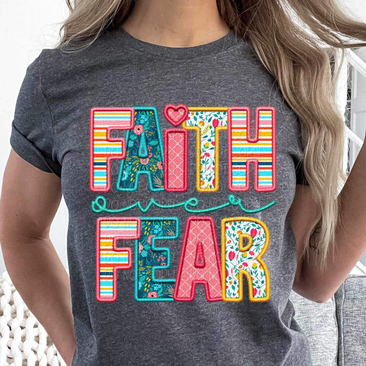 Faith over fear spring pattern 23974 DTF transfer
