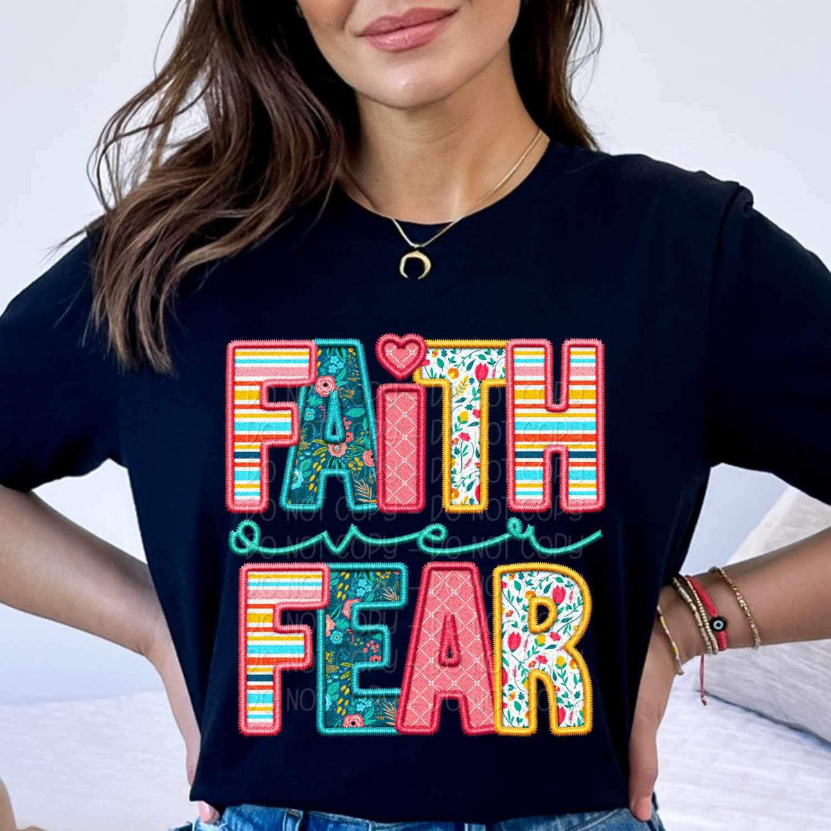 Faith over fear spring pattern 23974 DTF transfer