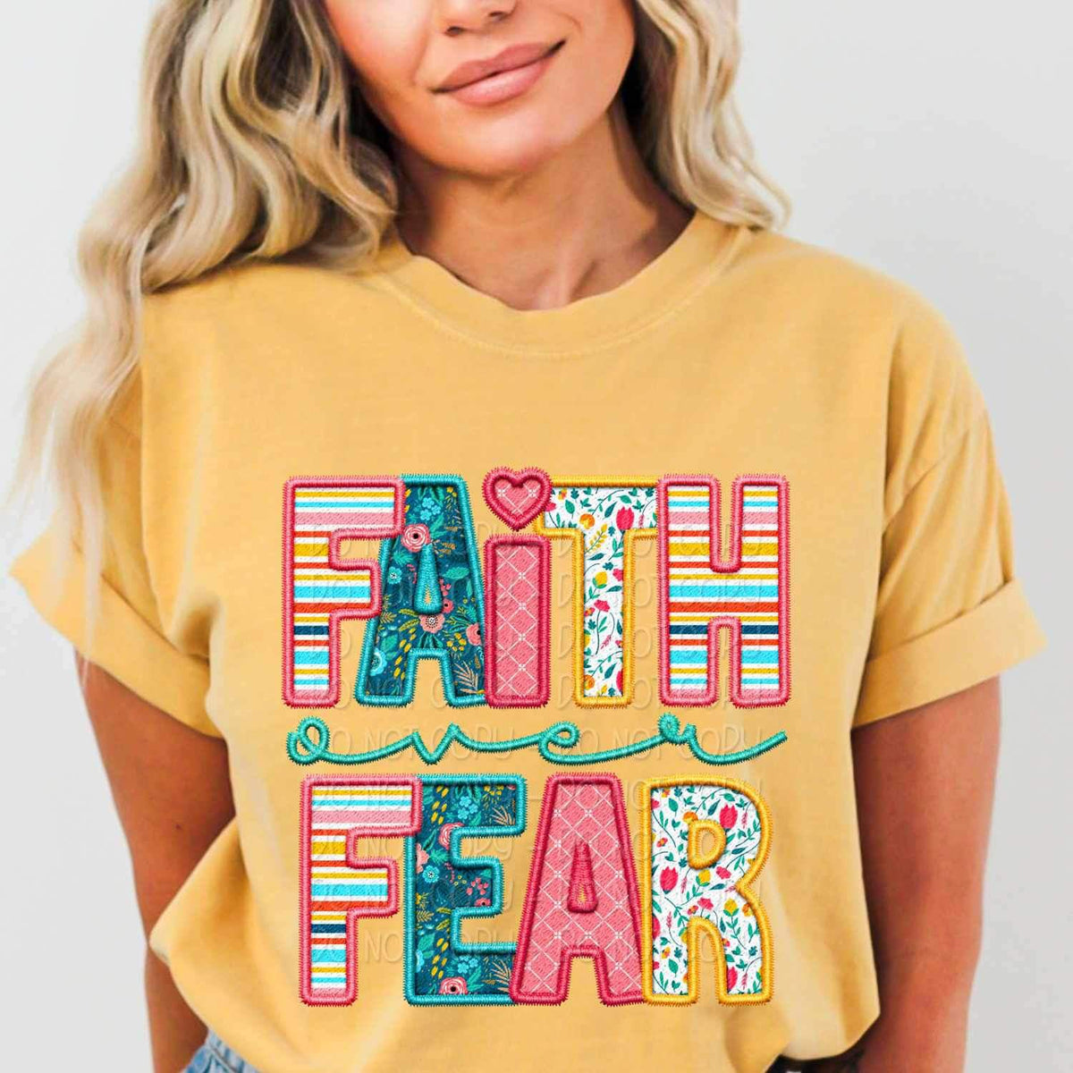 Faith over fear spring pattern 23974 DTF transfer