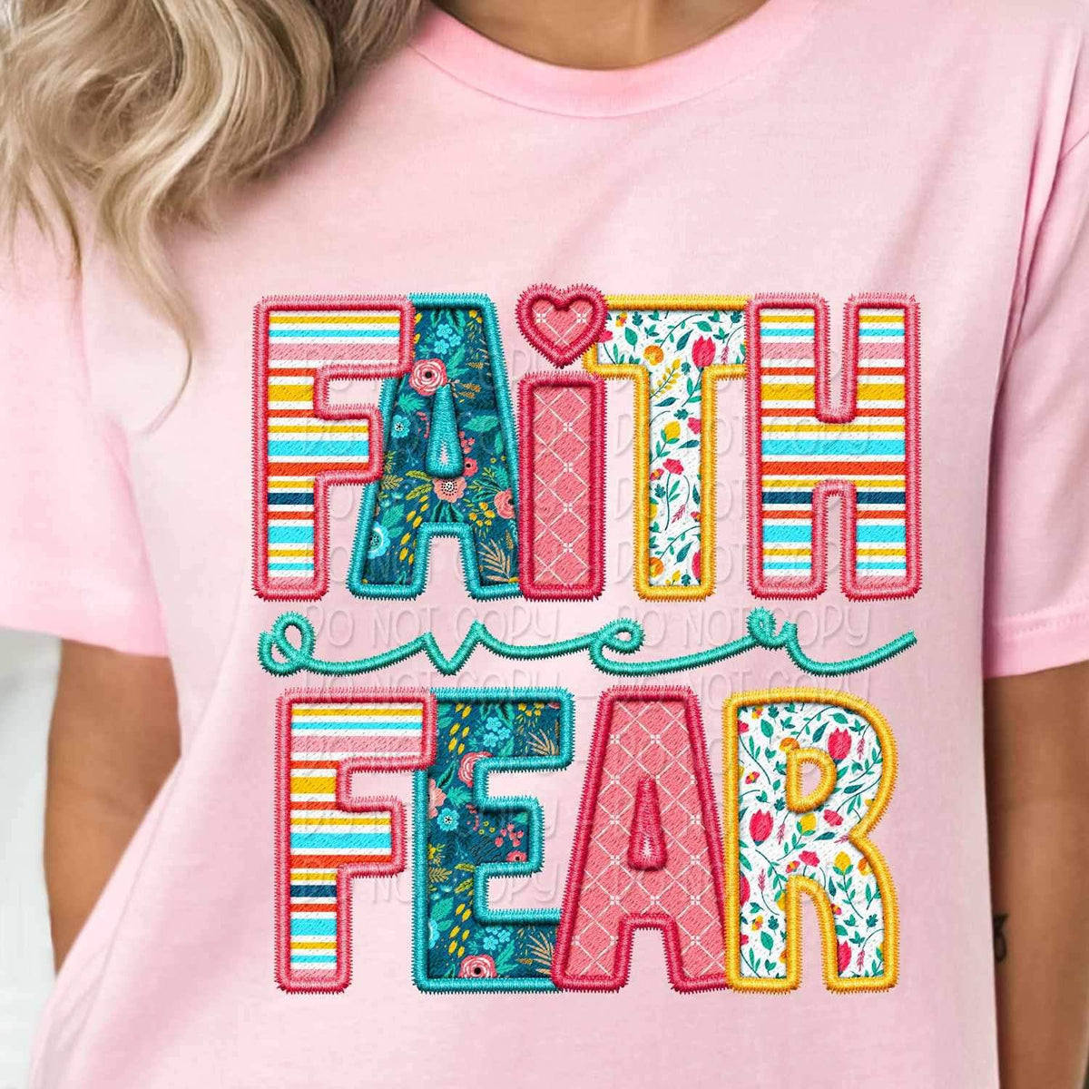 Faith over fear spring pattern 23974 DTF transfer