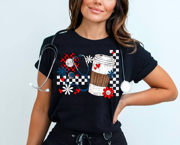 Nurse items RED flower (MMD) 33066 DTF transfer