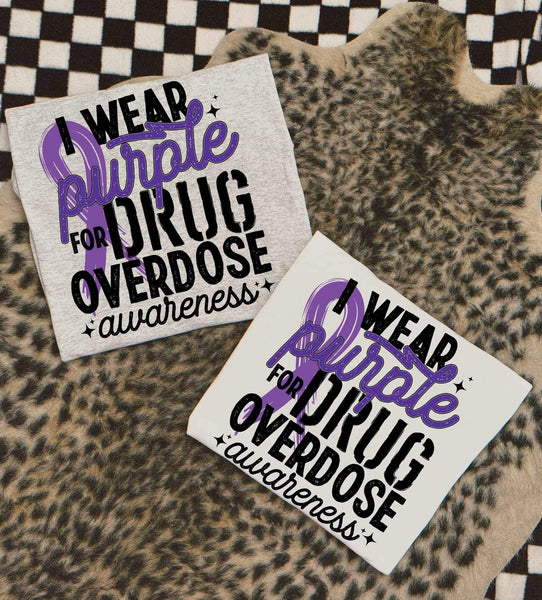 I wear purple for drug overdose 23989 DTF transfer