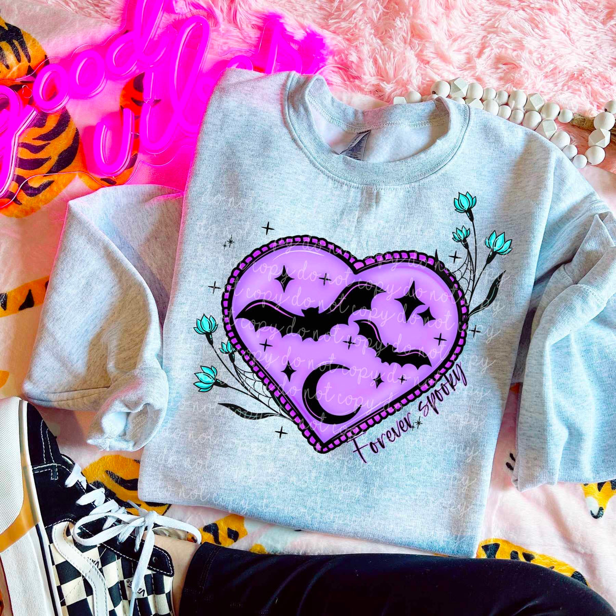 Forever spooky Purple Heart with bats (MMD) 52639 DTF transfer