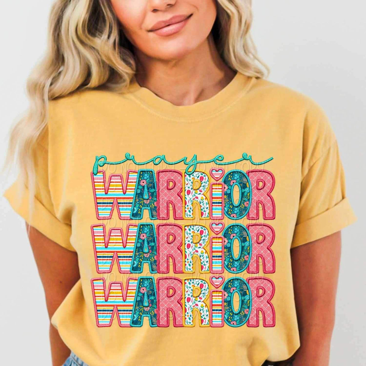 Prayer warrior stacked spring pattern 23999 DTF transfer