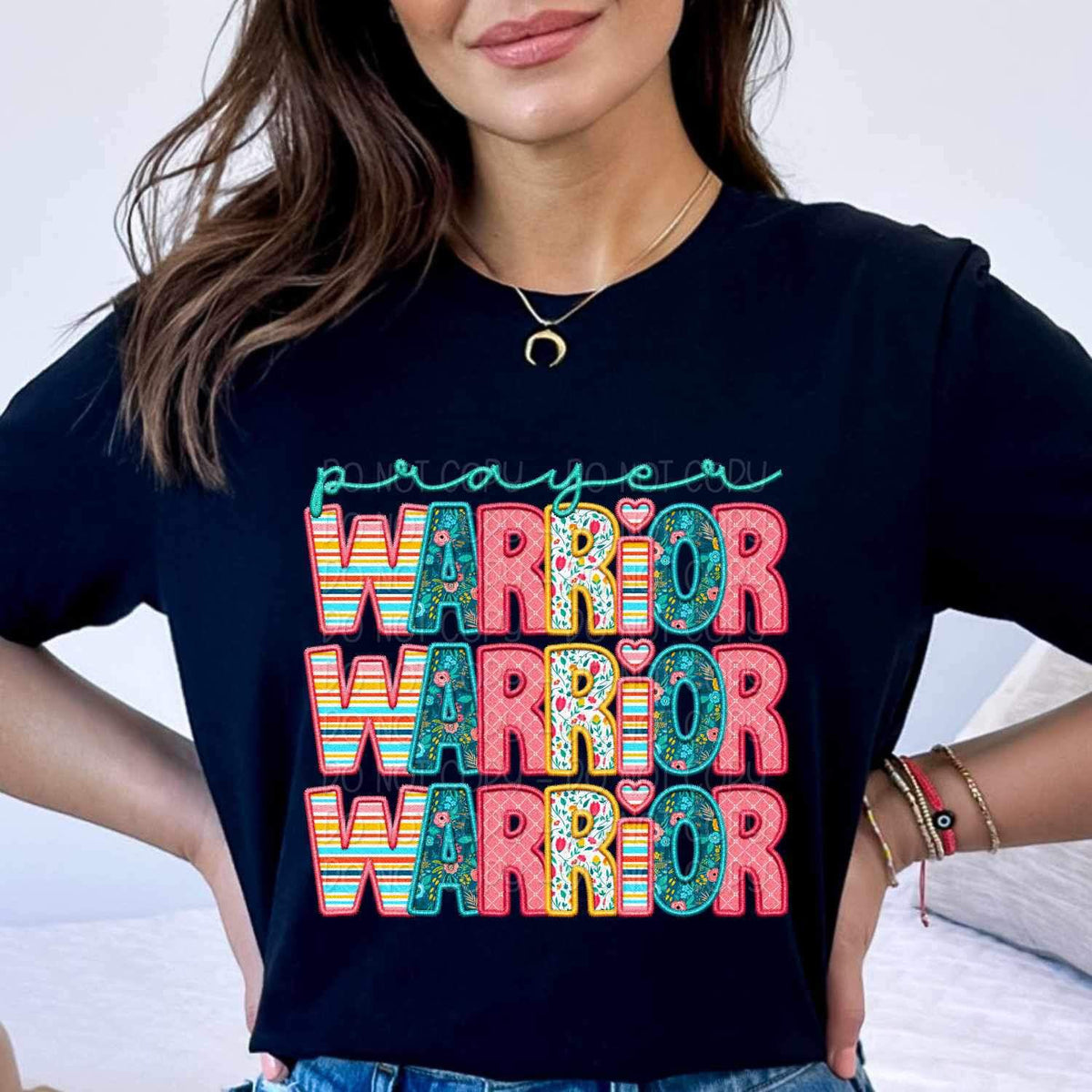 Prayer warrior stacked spring pattern 23999 DTF transfer