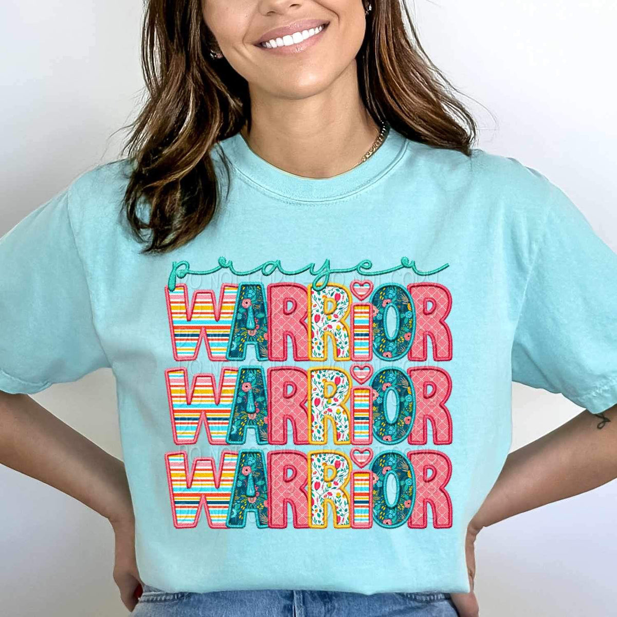 Prayer warrior stacked spring pattern 23999 DTF transfer