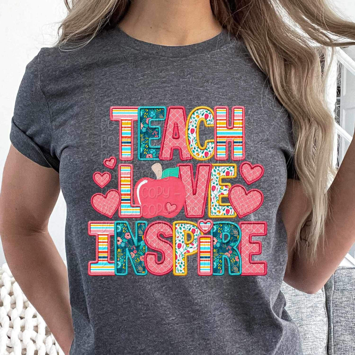 Teach love inspire spring pattern 23998 DTF transfer