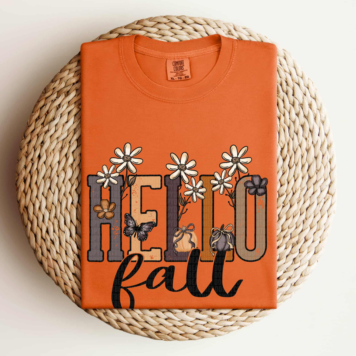 Hello Fall with florals and butterflies (SDD) DTF transfer