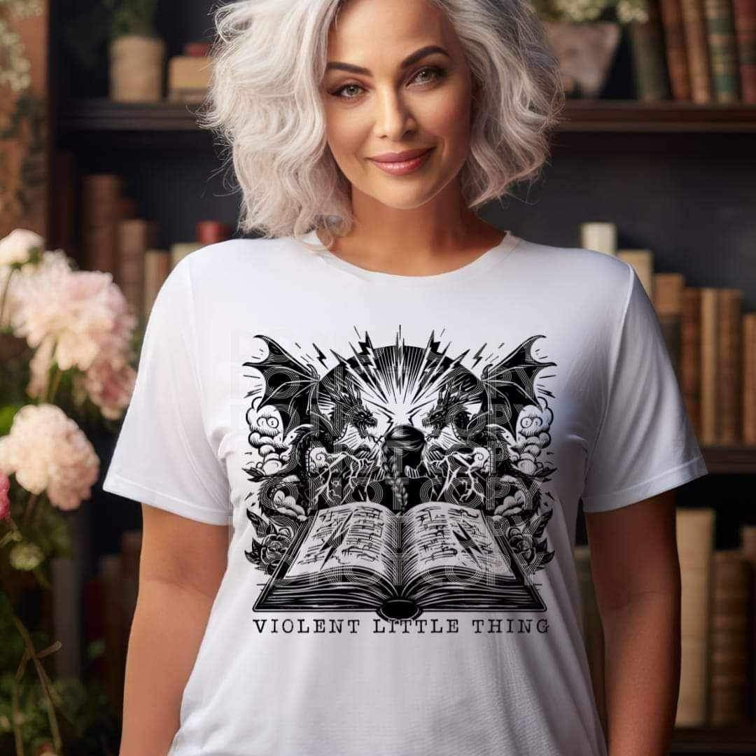 Violent little thing dragons and book 24026 DTF transfer