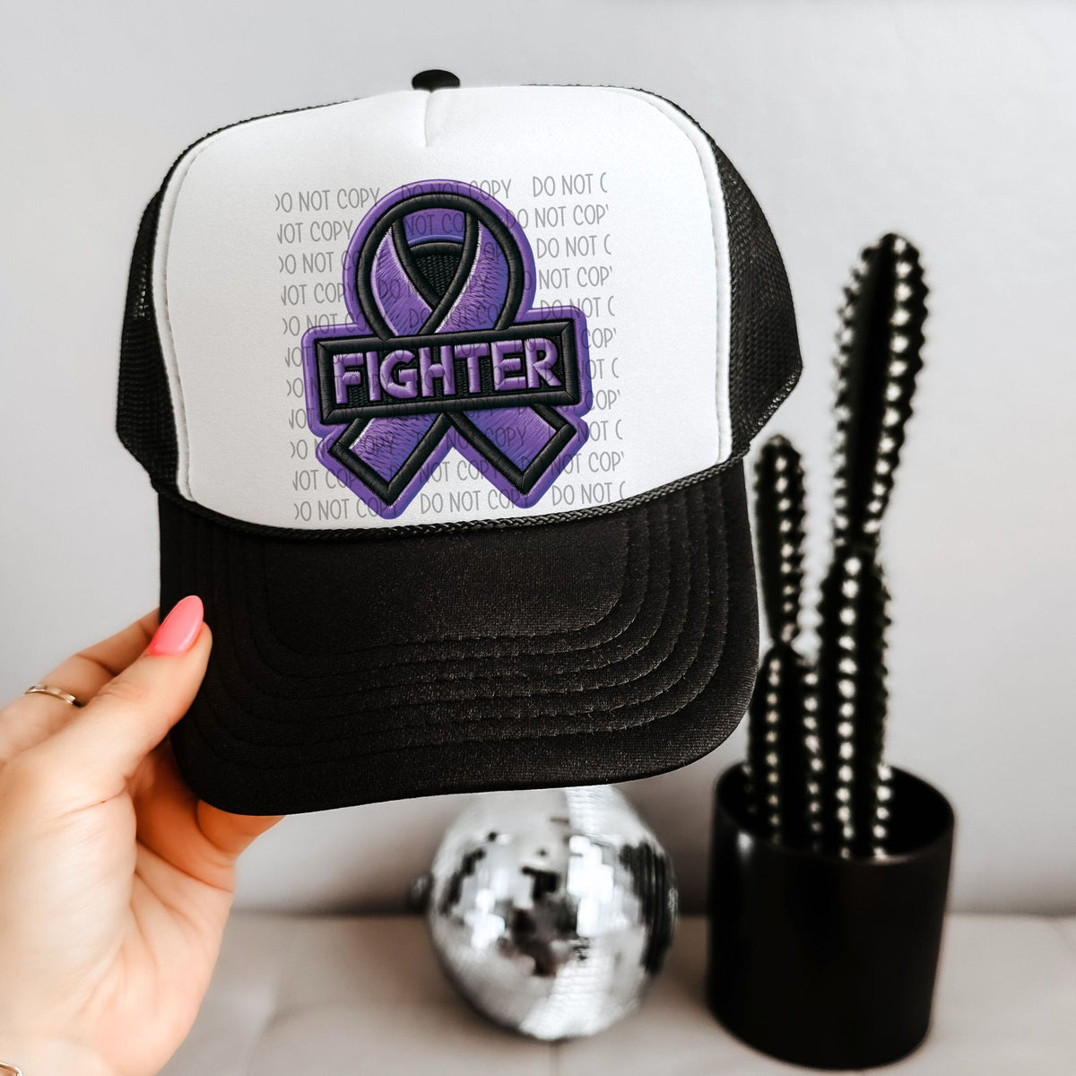 Fighter purple ribbon hat patch (SWD) 33083 DTF transfer