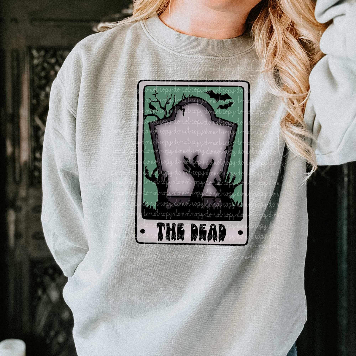 The dead (card with gravestone and hands coming out of grave) 9058 DTF TRANSFER