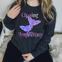 Chasing moonlit dreams (purple words with moths) 9342 DTF TRANSFERS