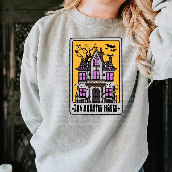 The haunted house (haunted house with yellow background) 9334 DTF TRANSFER