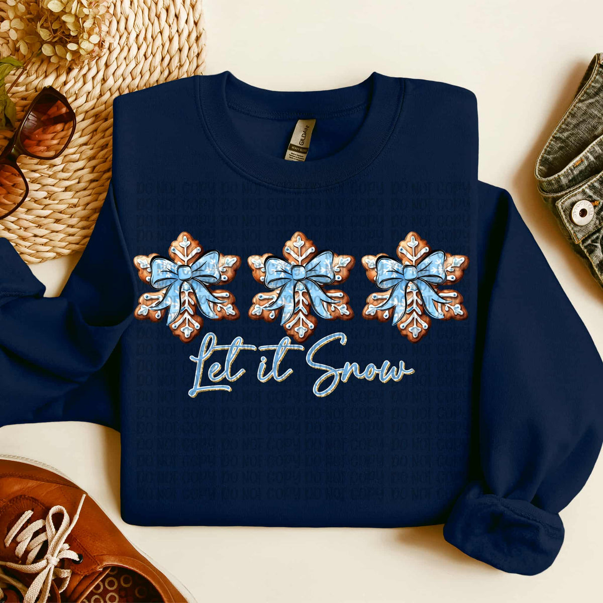 Let It Snow snowflakes and bows (VP) DTF transfer