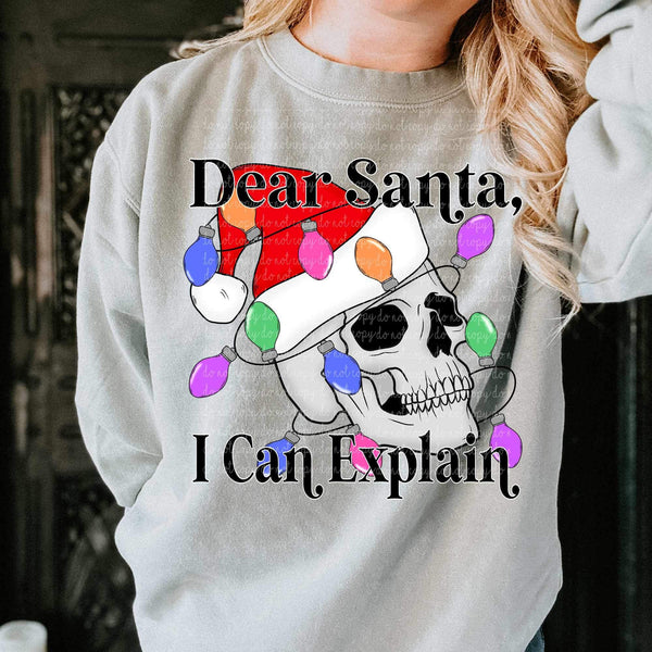 Dear santa i can explain (santa skellie wrapped in christmas lights) 9307 DTF TRANSFER