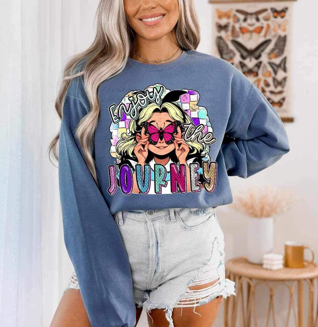 Enjoy the journey girl with blonde hair 24107 DTF transfer
