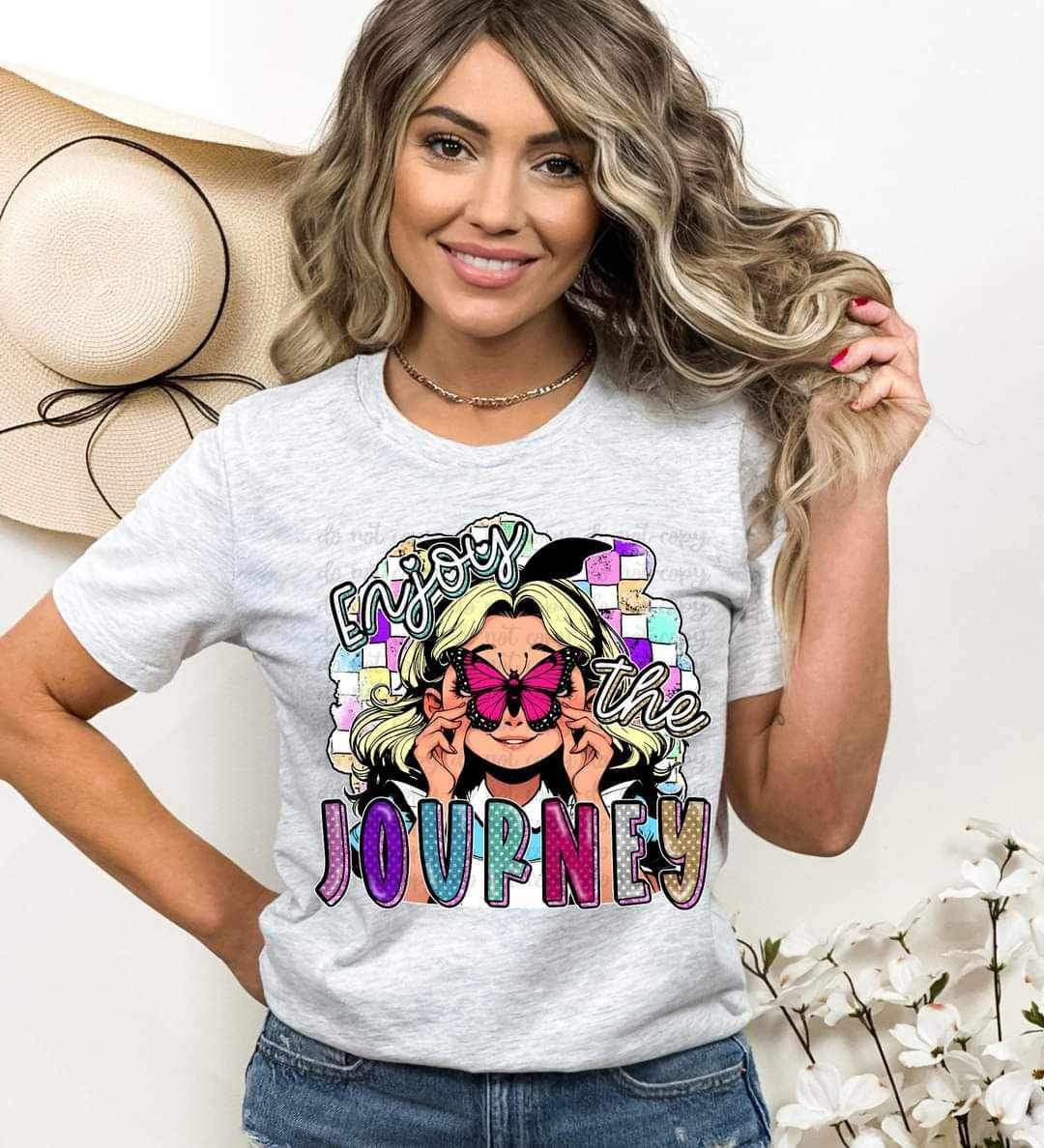Enjoy the journey girl with blonde hair 24107 DTF transfer