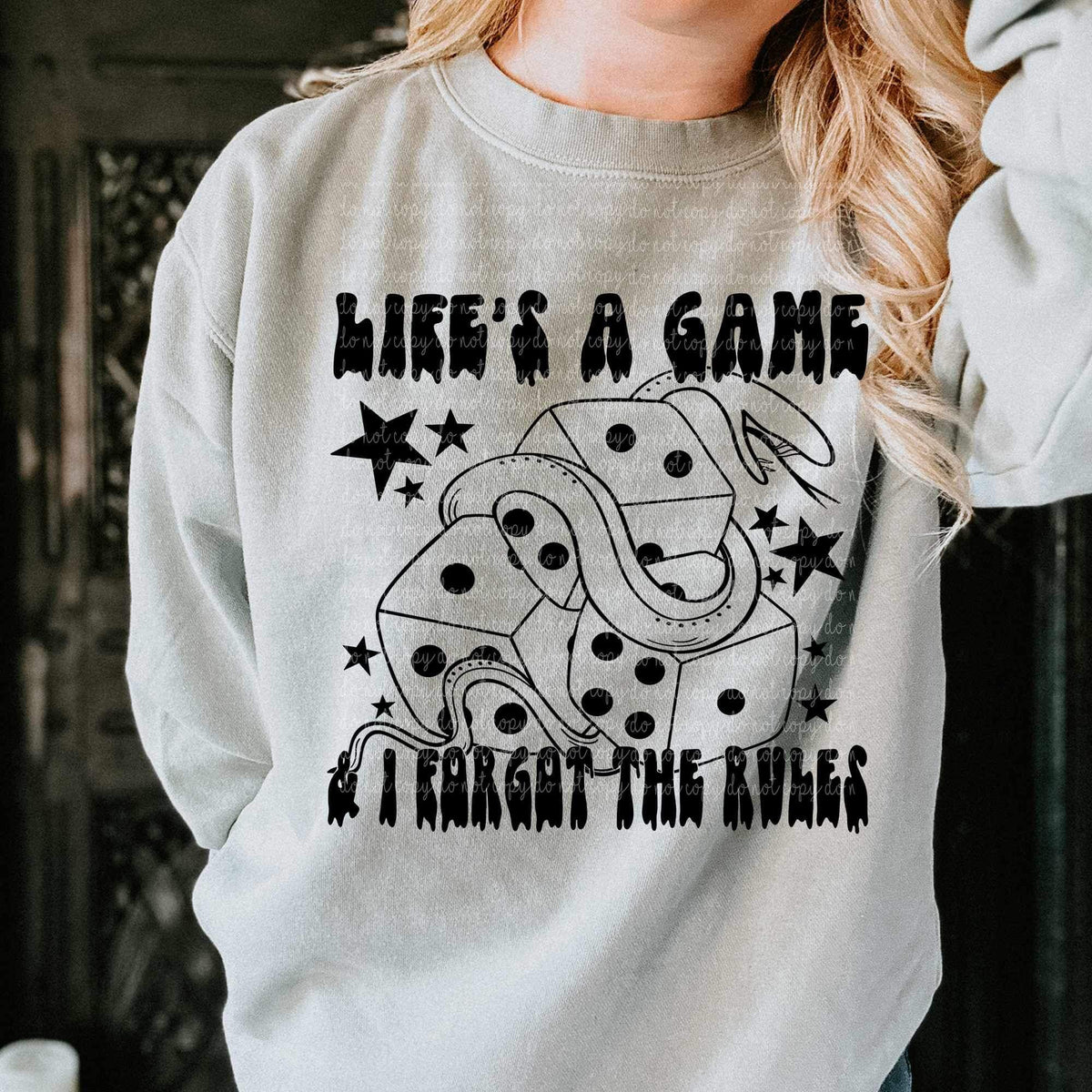 Life’s a game and I forgot the rules (BLACK with snake wrapped around dice) 9295 DTF TRANSFERS