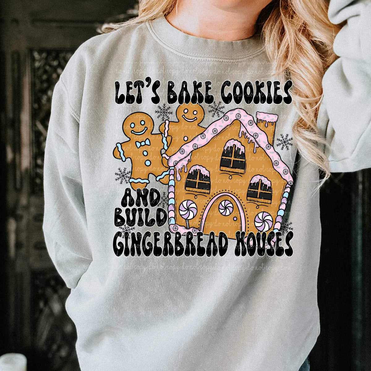 Lets bake cookies and build gingerbread houses (gingerbread people and house) 9294 DTF TRANSFERS