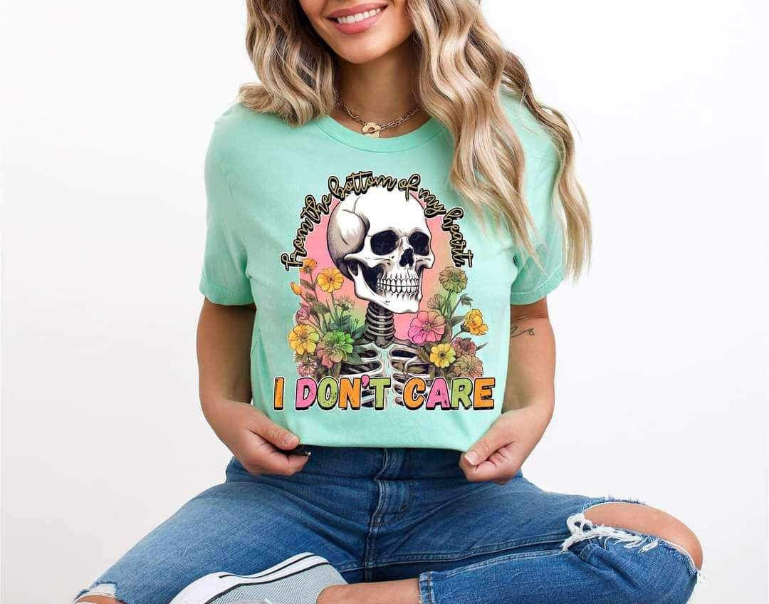 From the bottom of my heart i dont care skull 24103 DTF transfer
