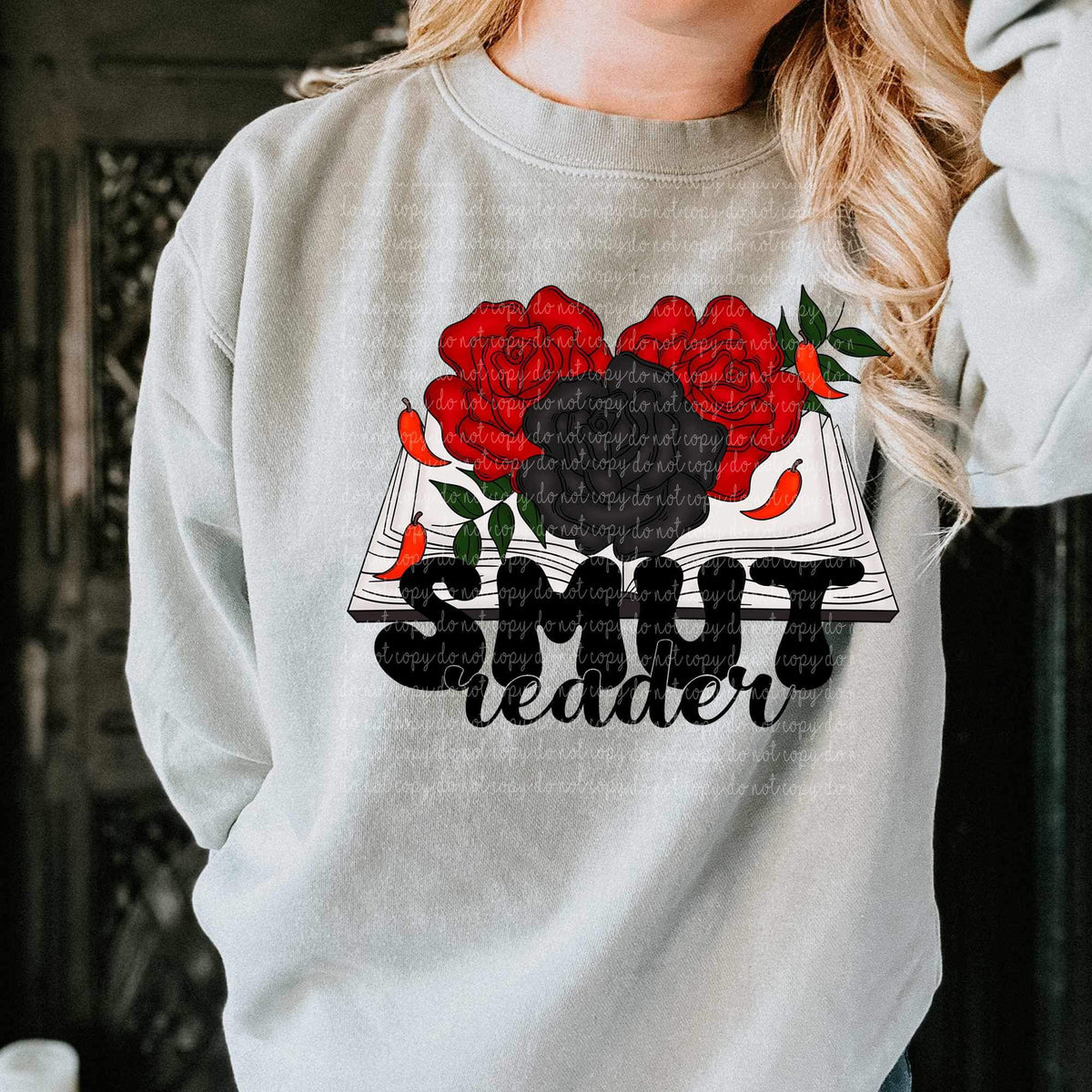 Smut reader (book with red and black roses) 9292 DTF TRANSFERS