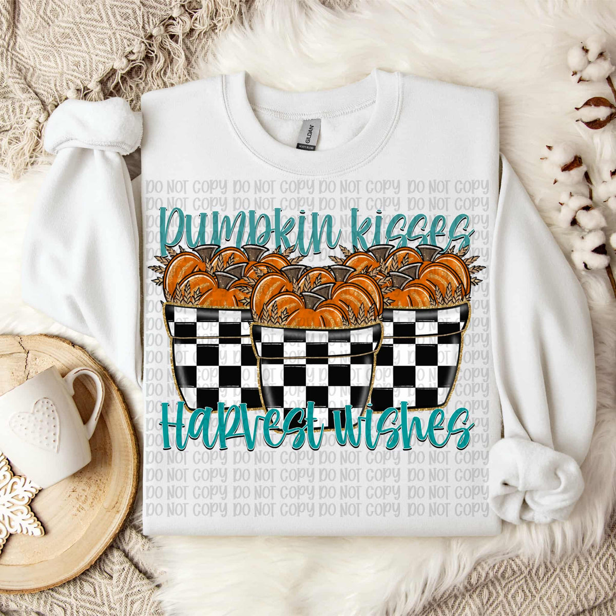 Pumpkin Kisses Harvest Wishes checker  (VP) DTF transfer