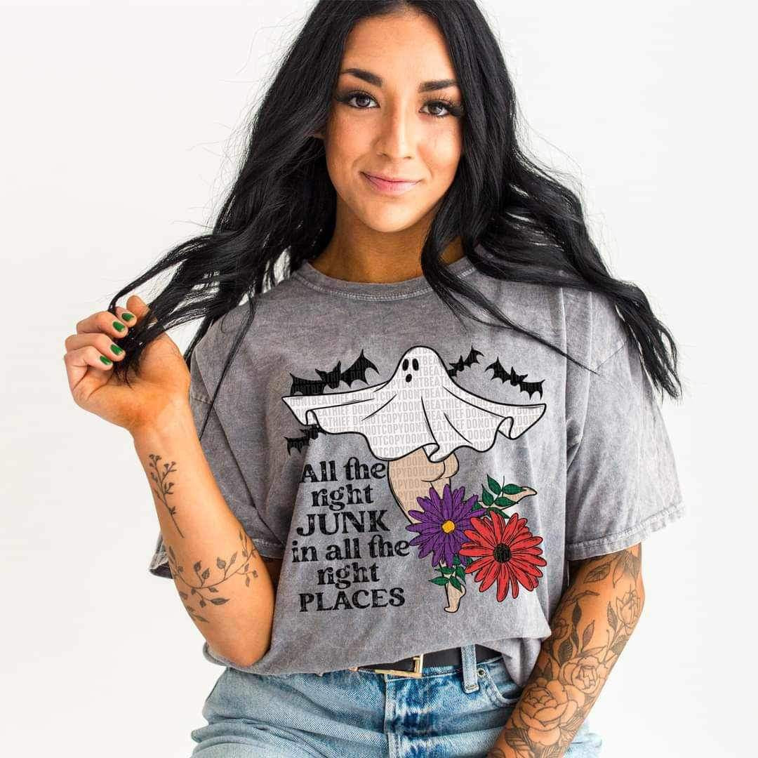 All the right junk in all the right places (scandalous ghost with flowers and bats) 9285 DTF TRANSFERS