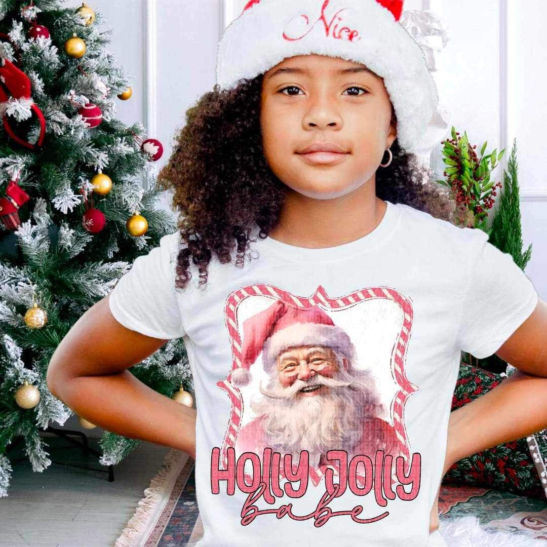Holly jolly babe (santa with candy candy border) 9283 DTF TRANSFERS