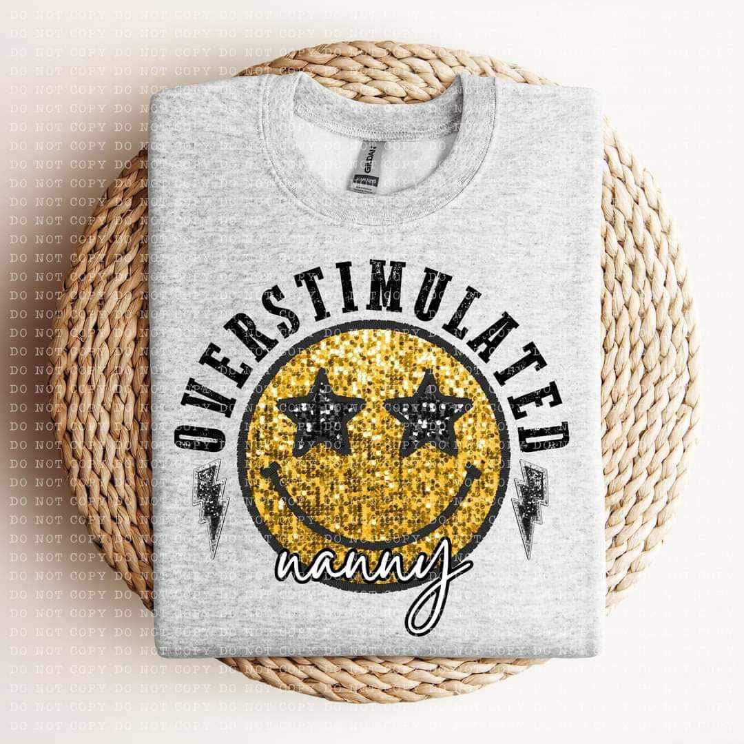 Overstimulated nanny sequin smiley 24188 DTF transfer