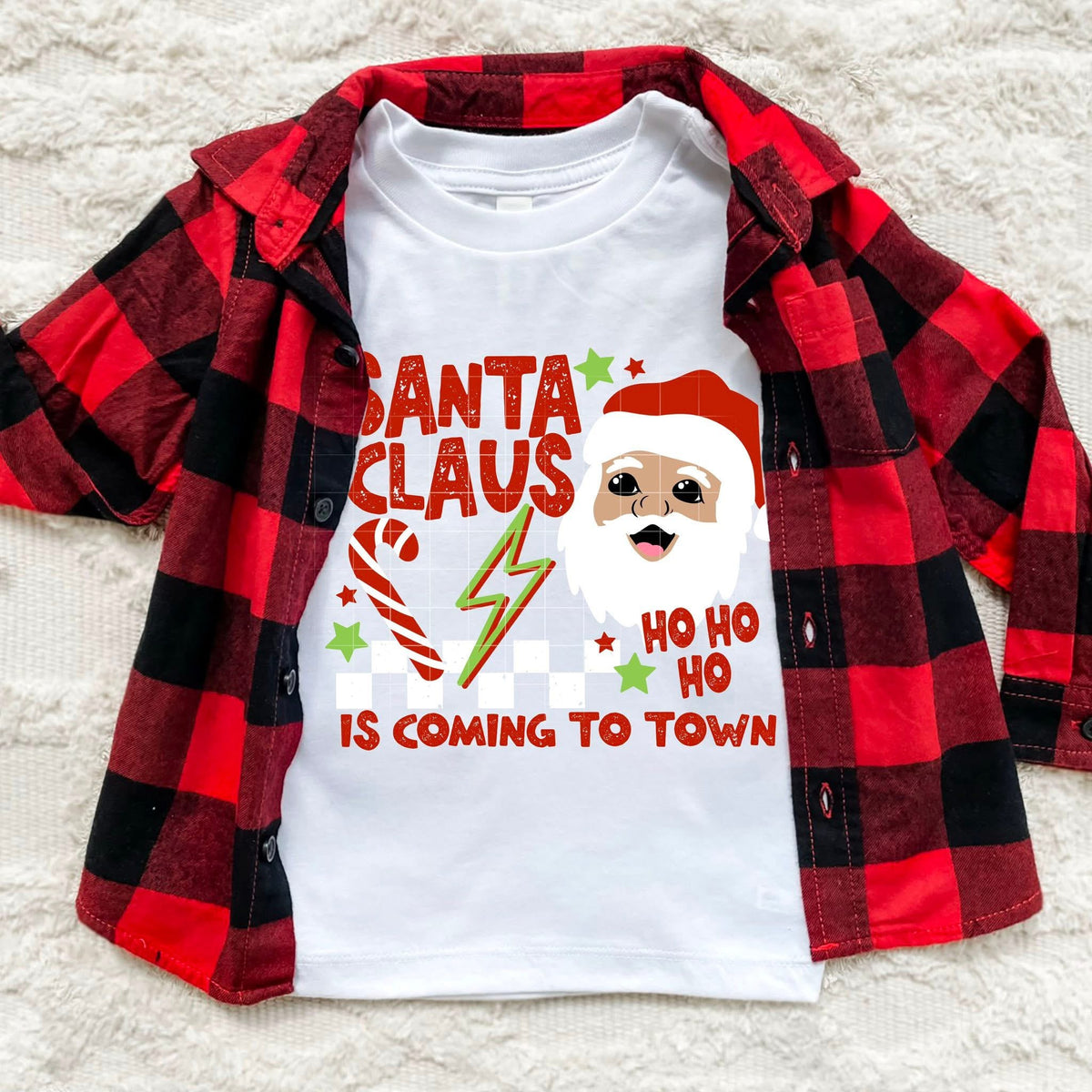 Santa is Coming to Town (boy) (lighter skin tone) (CSC) DTF transfer