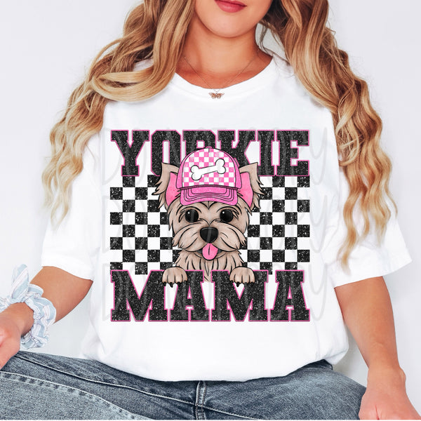 Yorkie mama black checkered (VIRGO) 33234 DTF transfer