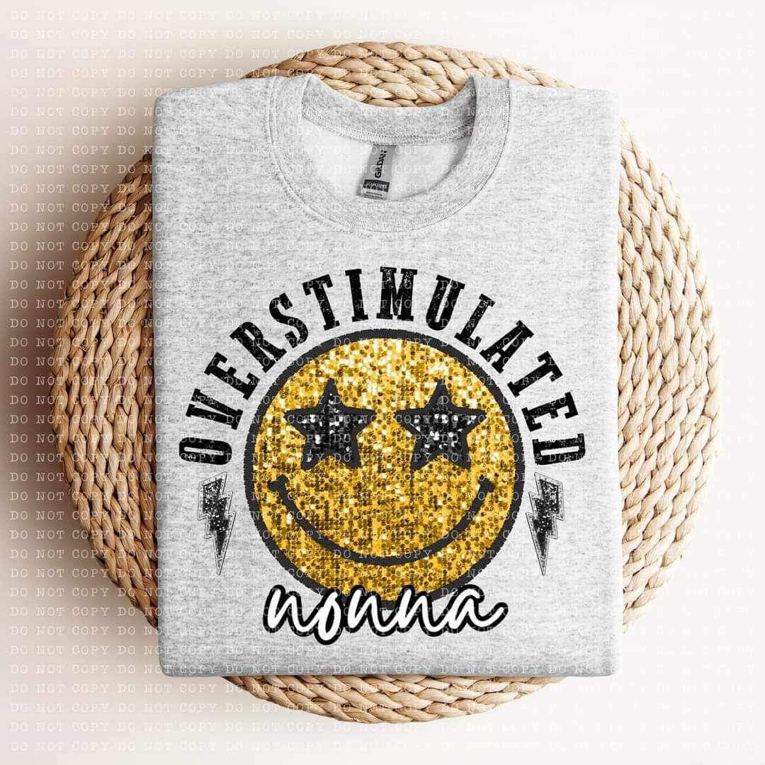 Overstimulated nonna sequin smiley 24173 DTF transfer
