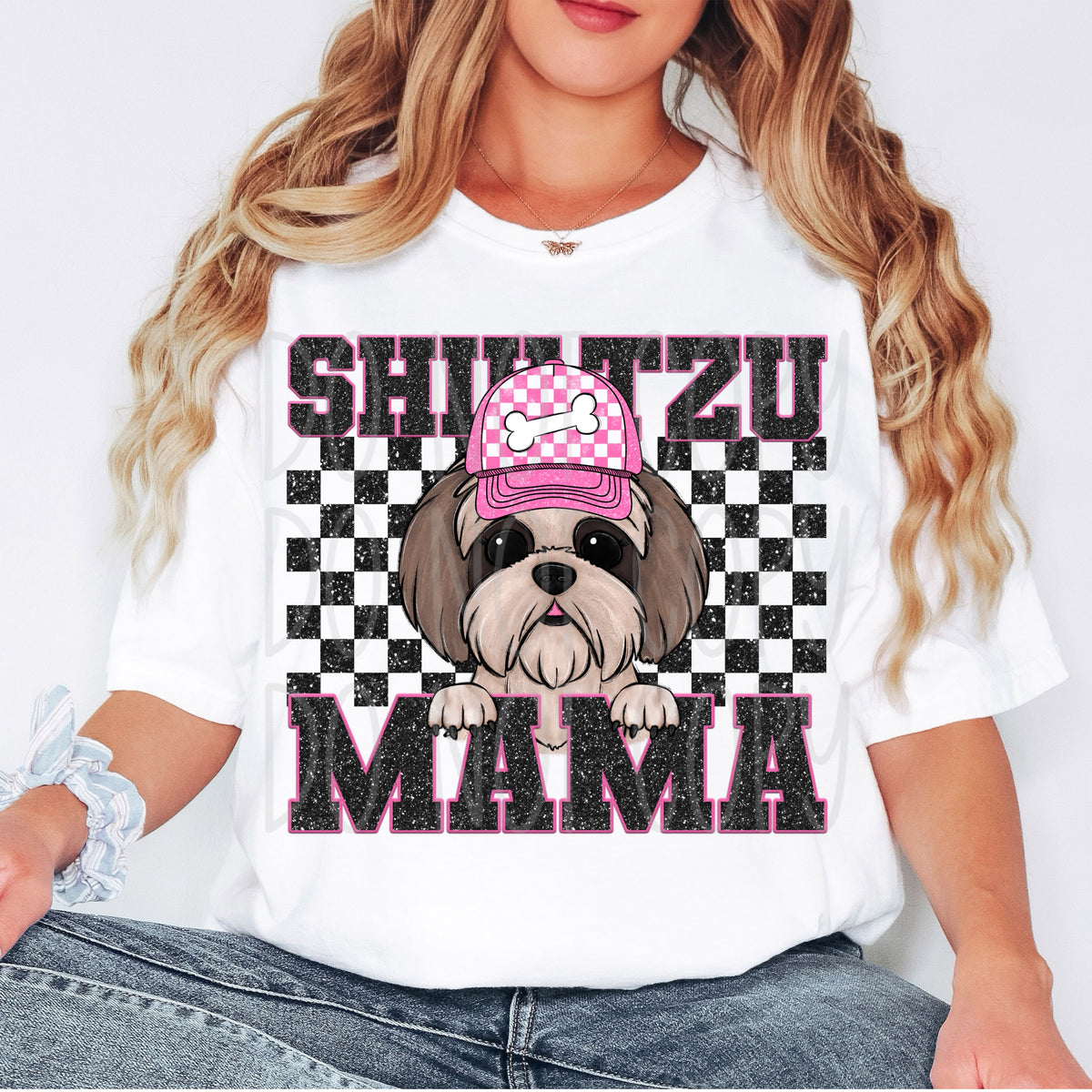 Shihtzu mama black checkered (VIRGO) 33247 DTF transfer