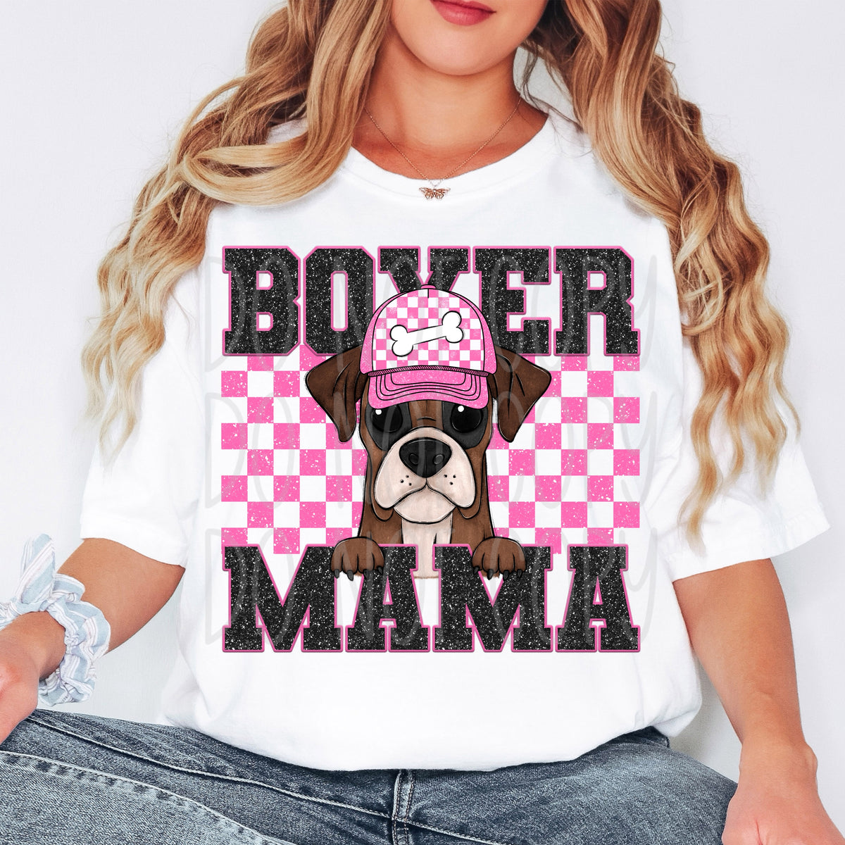 Boxer mama pink checkered (VIRGO) 33249 DTF transfer