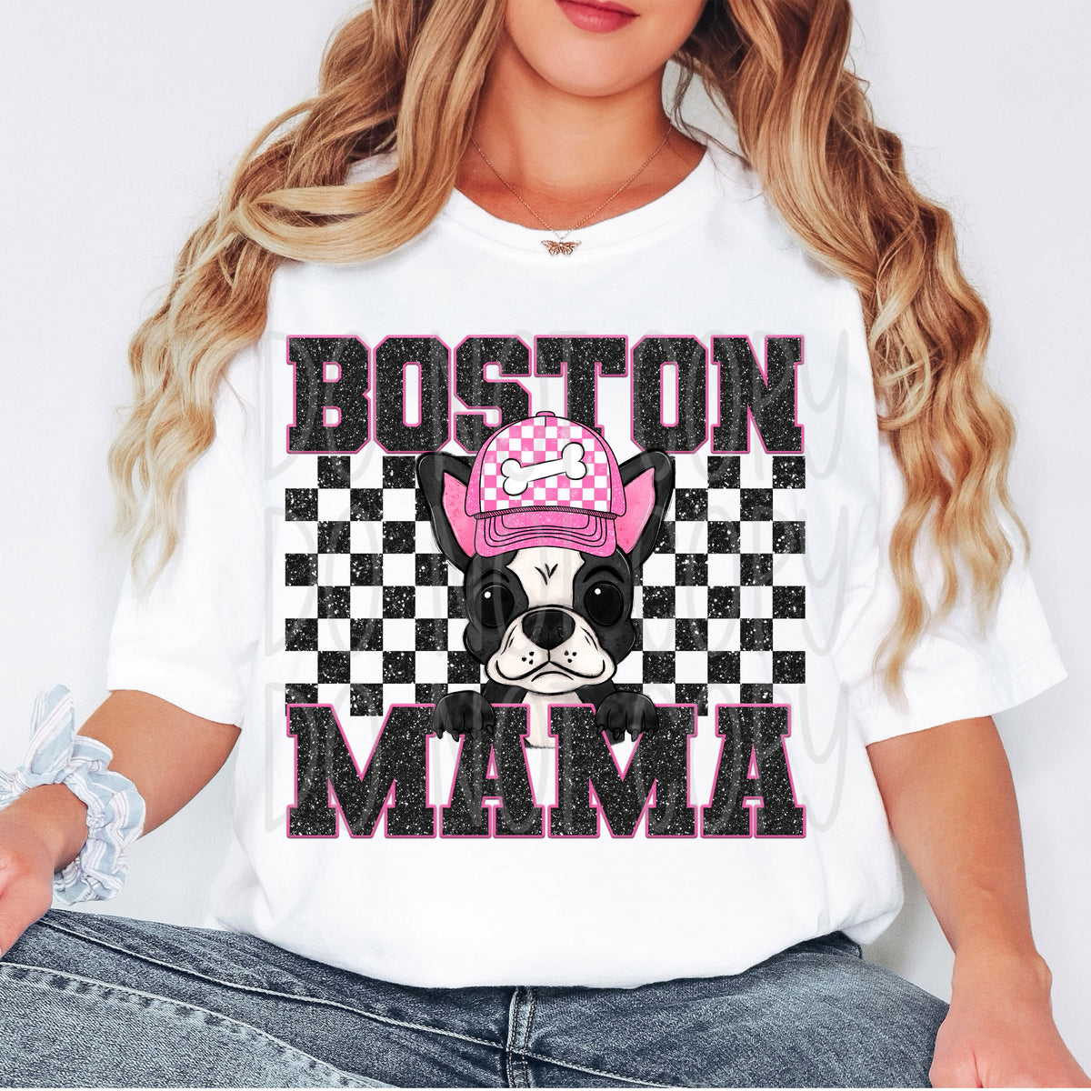 Boston mama black checkered (VIRGO) 33242 DTF transfer