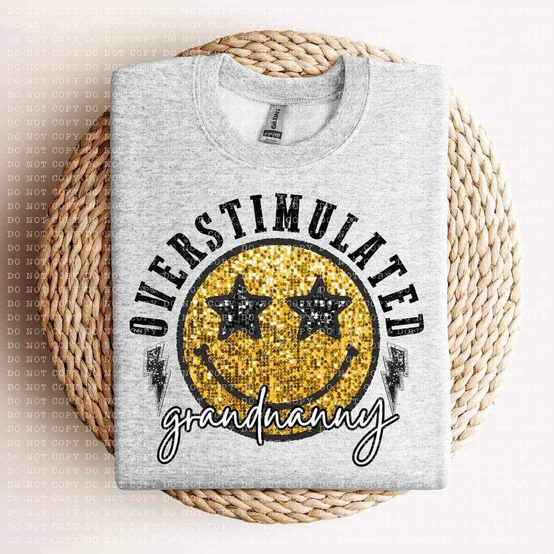 Overstimulated grandnanny sequin smiley 24162 DTF transfer
