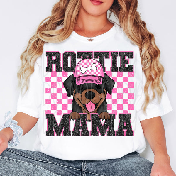 Rottie mama pink checkered (VIRGO) 33239 DTF transfer