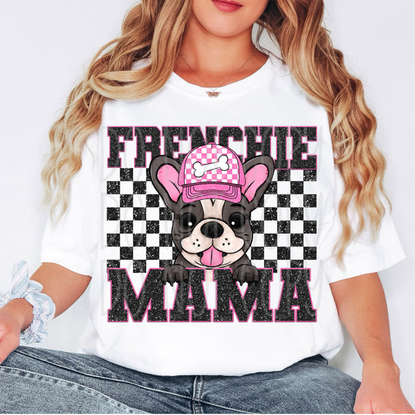 Frenchie mama black checkered (VIRGO) 33237 DTF transfer