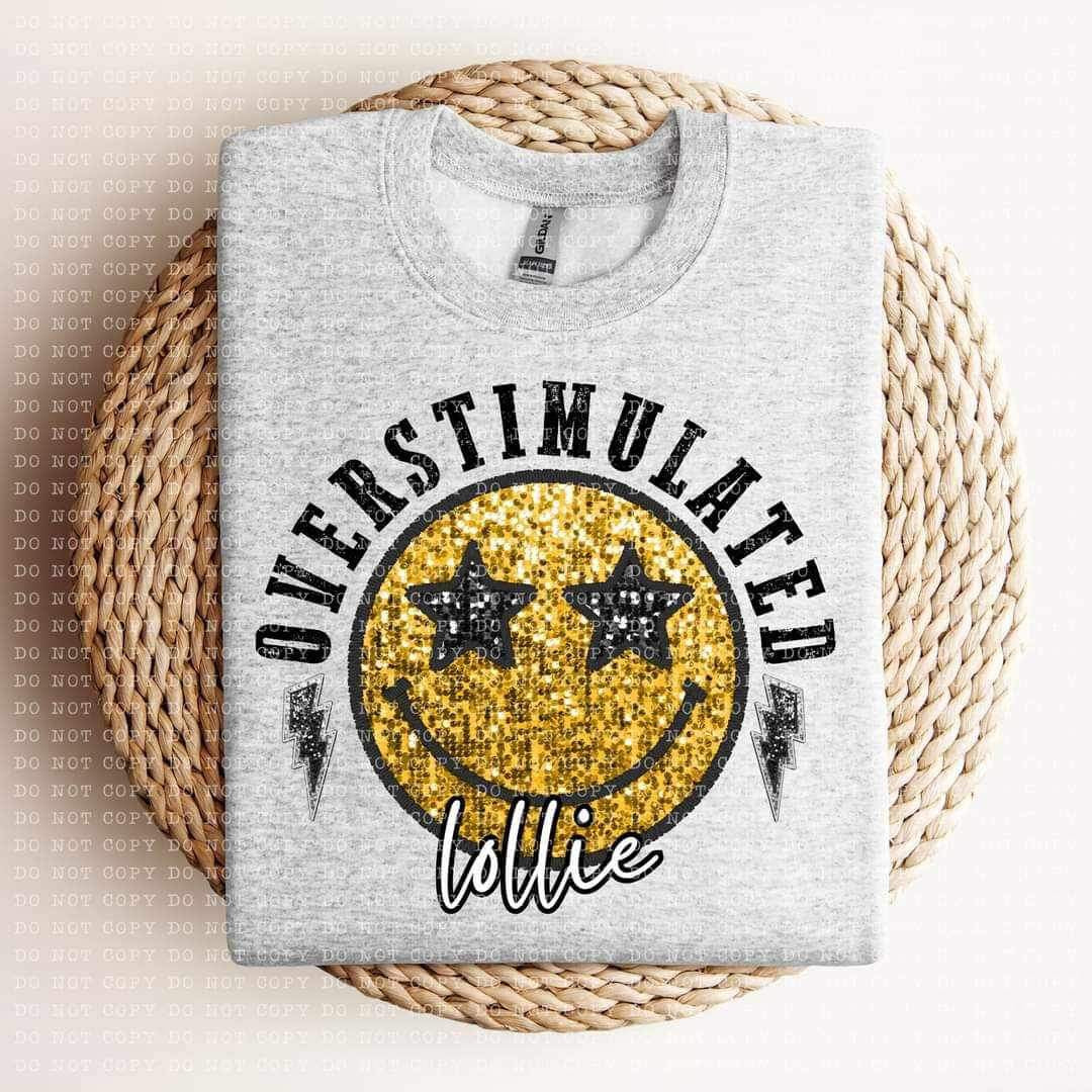 Overstimulated lollie sequin smiley 24153 DTF transfer
