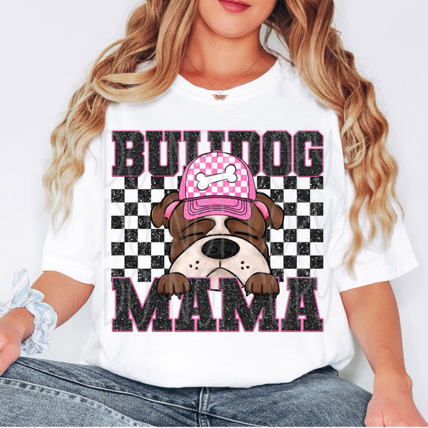 Bulldog mama black checkered (VIRGO) 33239 DTF transfer