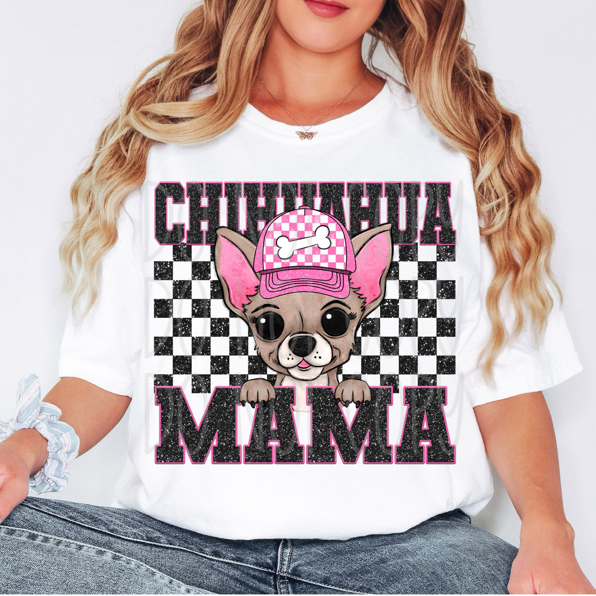 Chihuahua mama black checkered (VIRGO) 33809 DTF transfer