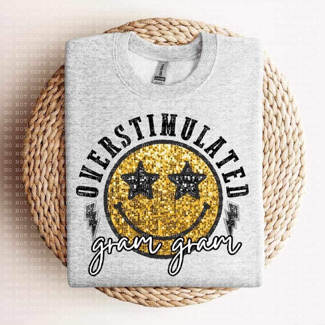 Overstimulated gam gam sequin smiley 24149 DTF transfer
