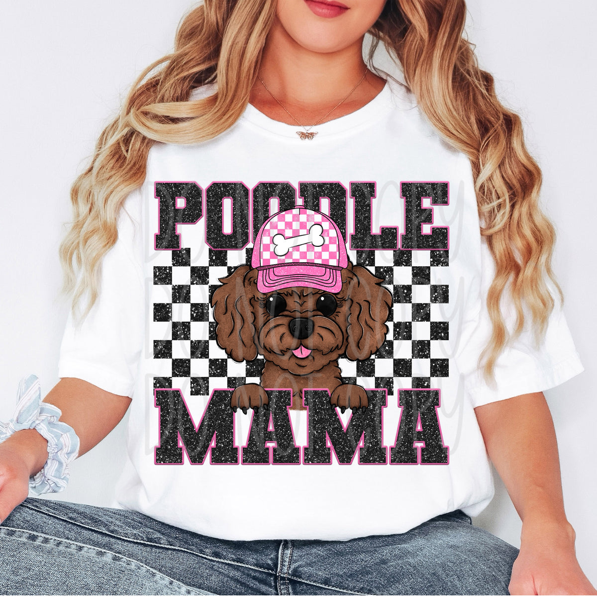 Poodle mama black checkered (VIRGO) 33810 DTF transfer