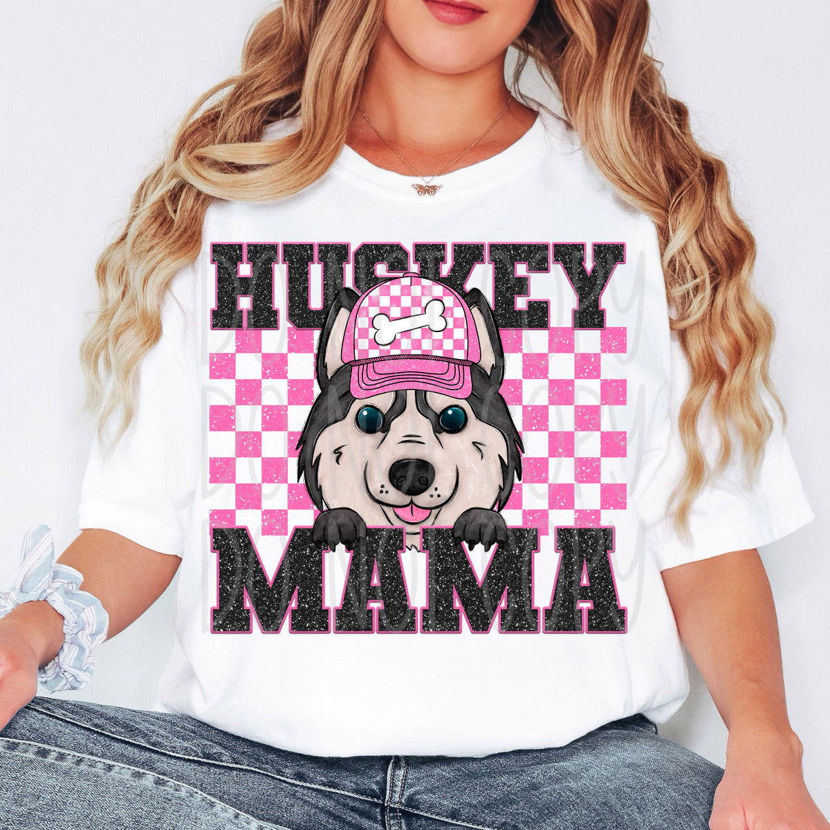 Husky mama pink checkered (VIRGO) 33230 DTF transfer