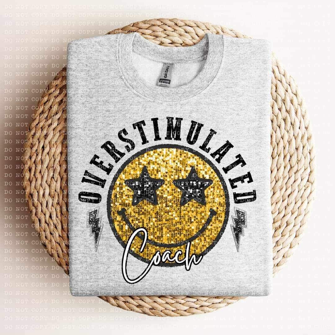 Overstimulated coach sequin smiley 24117 DTF transfer